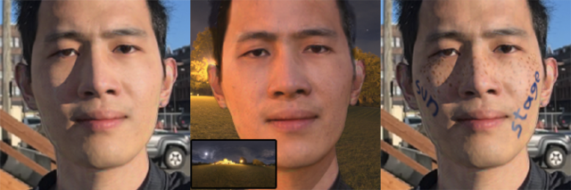 Portrait reconstruction and relighting results from SunStage